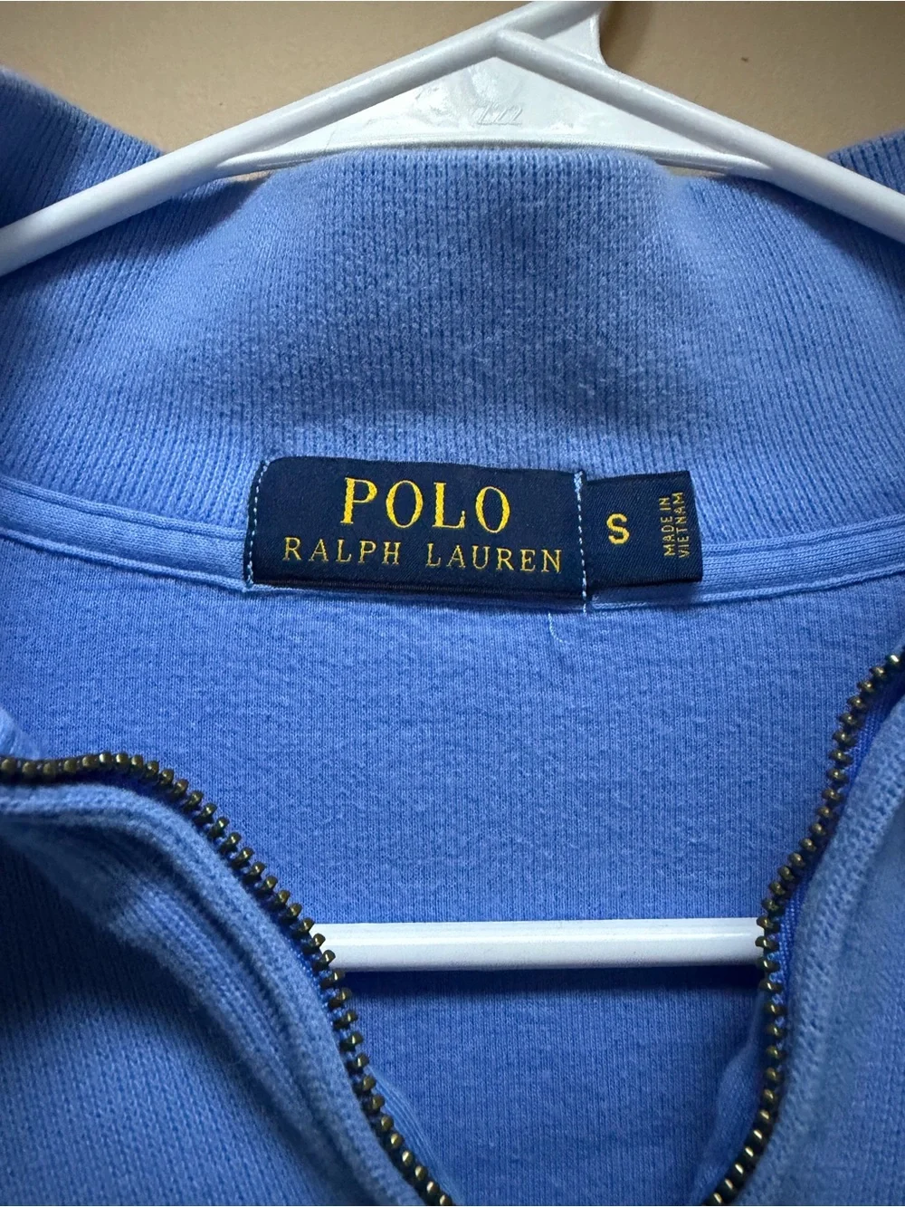 Polo by Ralph Lauren Light Blue Quarter Zip Pullover with Yellow Logo